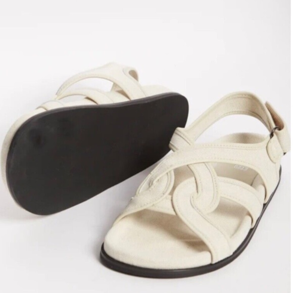 100% Authentic!! Org.$480 New with Box TOTÊME The Chunky Cotton Sandals Beige 40 - Picture 2 of 13
